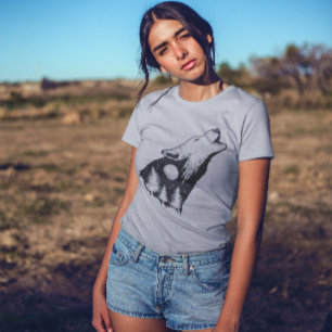 Varg ylar fullmåne skogssilhuett t shirt
