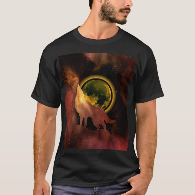 VARG YLAR I RYMDEN MÅNEN GALAXEN T SHIRT (Framsida)