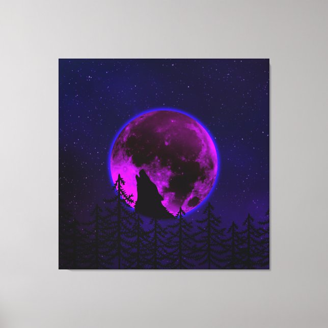 VARG YLAR MÅN MAGENTA CANVASTRYCK (Framsida)