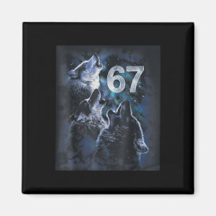 Varg ylar mot månen 67 6 7 Halloween 67 Varg Magnet