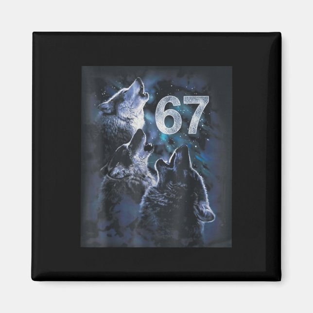 Varg ylar mot månen 67 6 7 Halloween 67 Varg  Magnet (Framsidan)