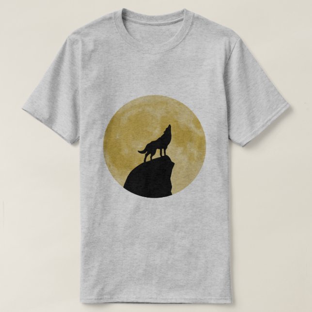 Varg ylar mot månen t shirt (Design framsida)