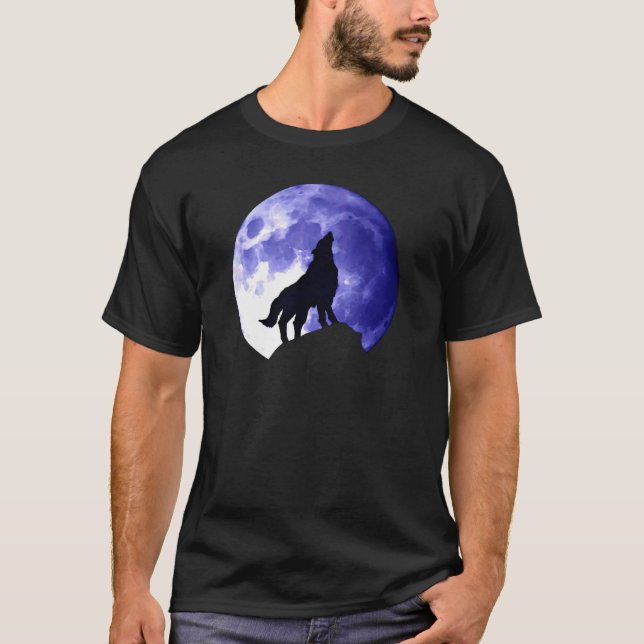 Varg ylar mot månen t shirt (Framsida)
