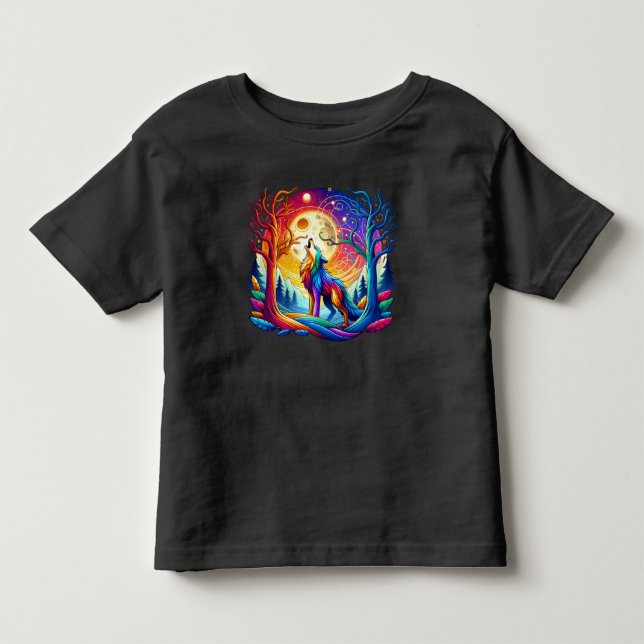 Varg ylar under en surrealistisk himmel t shirt (Framsida)