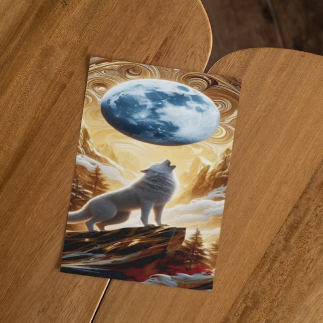 Varg ylar under månen vykort (Skapare uppladdad)