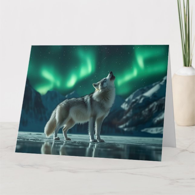 Varg ylar under norrskenet kort (Framsida)