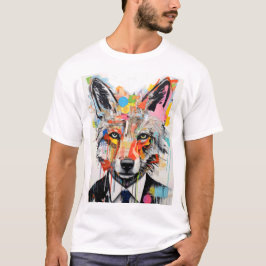 Vargansikte med abstrakt geometri t shirt