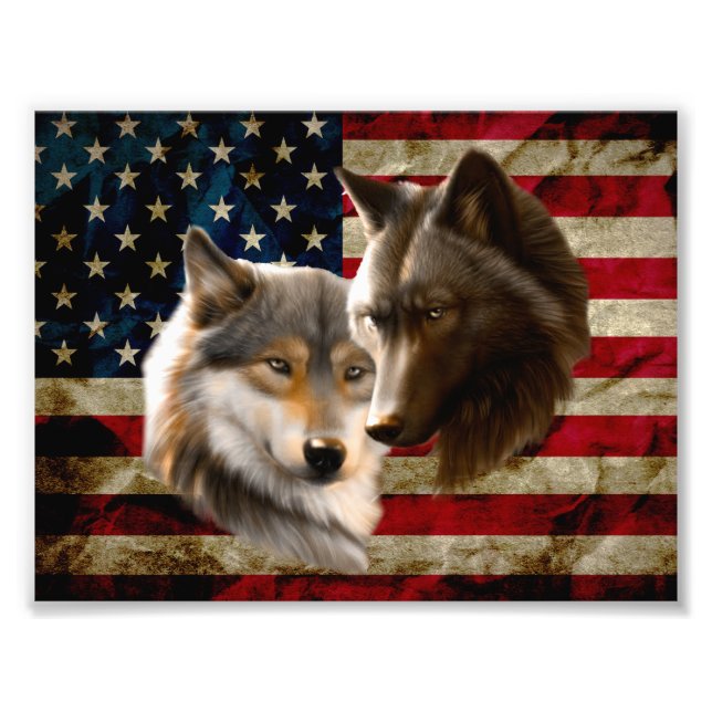 Vargar American Flagga Fototryck (Framsidan)
