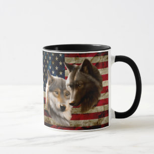 Vargar American Flagga Mugg