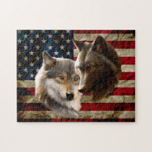 Vargar American Flagga Pussel