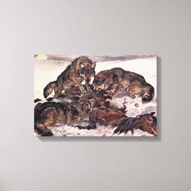 Vargar av Winifred Austen, Vintage Vilda djur Canvastryck (Framsida)