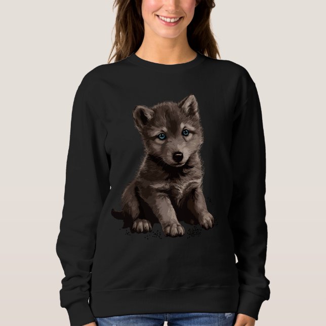Vargar Blue Ögon Nature Pack Forest Unge Varg T Shirt (Framsida)