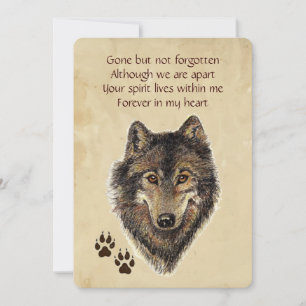 Vargar för Memorial Pocket Keepsak Varg Animal Inbjudningar