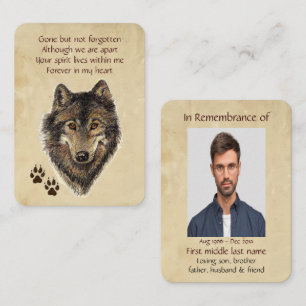 Vargar för Memorial Pocket Keepsak Varg Animal Visitkort
