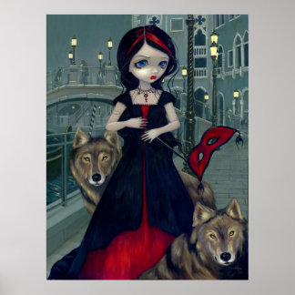 Vargar för utskrift av Venice gothic varg Art Poster