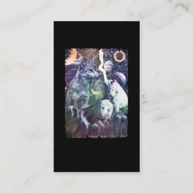 Vargar för varg Winter Galaxy Planets Space Visitkort (Framsida)