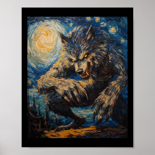 Vargar för varulv-Vargen - Van Gogh Stil - Starry Poster