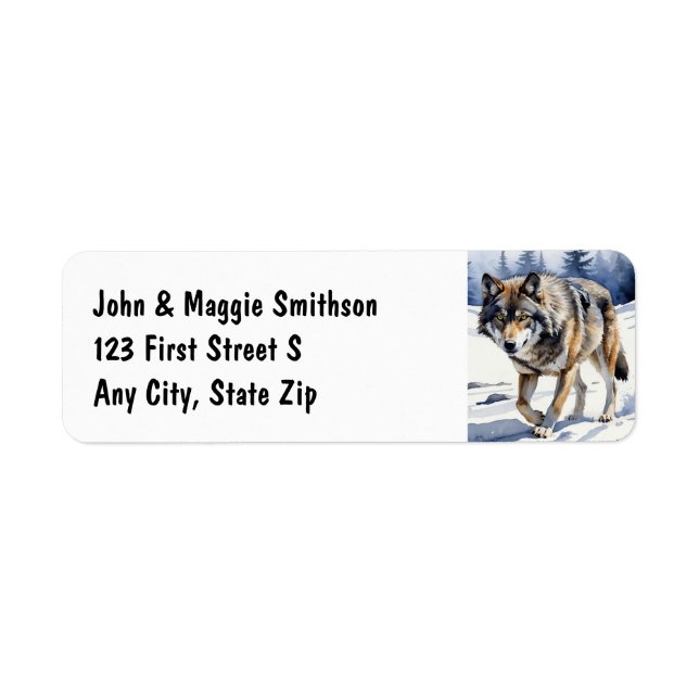 Vargar för vattenfärgning Djurart Wildlife Varg Ar Returadress Etikett (Framsidan)