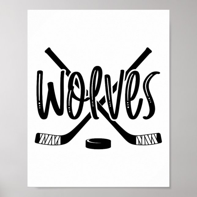 Vargar Hockey Team Mascot School Spirit Game Night Poster (Framsidan)