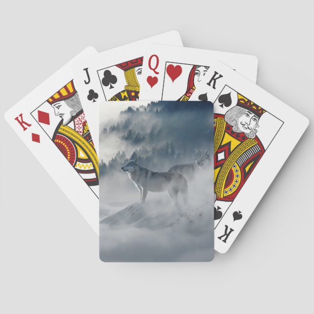 Vargar i ett vinter liggande casinokort (Baksidan)