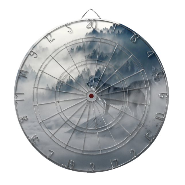 Vargar i ett vinter liggande darttavla (Framsidan)