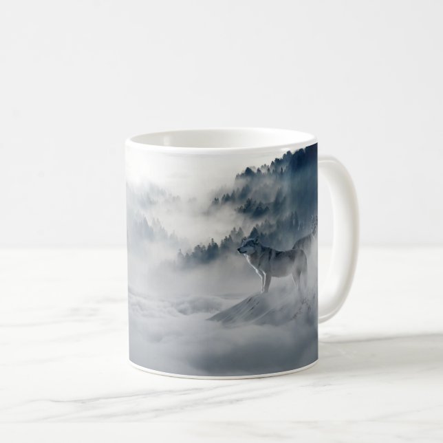 Vargar i ett vinter liggande kaffemugg (Framsida höger)