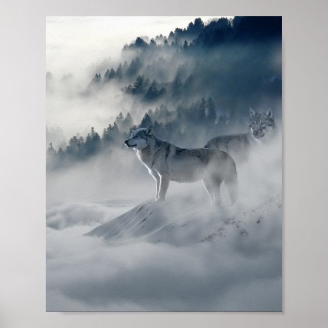 Vargar i ett vinter liggande poster (Framsidan)
