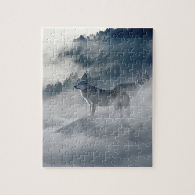 Vargar i ett vinter liggande pussel (Vertikal)