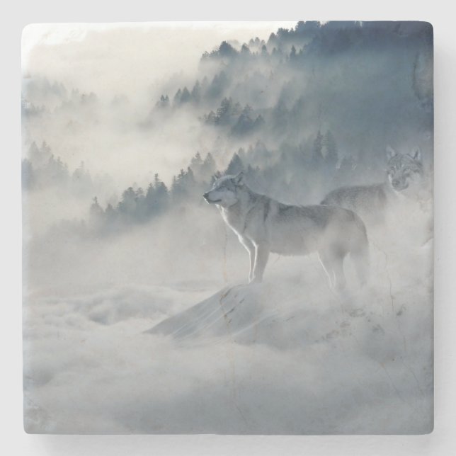 Vargar i ett vinter liggande stenunderlägg (Framsidan)