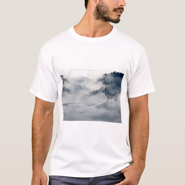 Vargar i ett vinter liggande t shirt (Framsida)