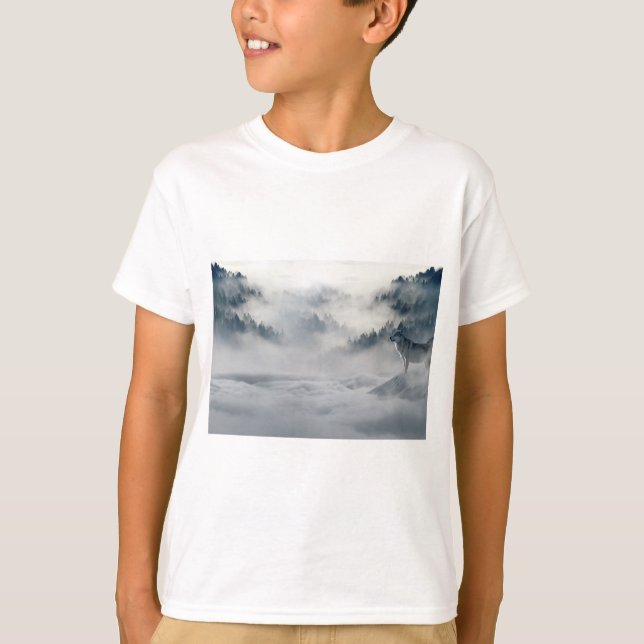 Vargar i ett vinter liggande t shirt (Framsida)