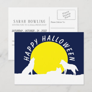Vargar i Moonlight, inbjudan till Halloween fest Vykort