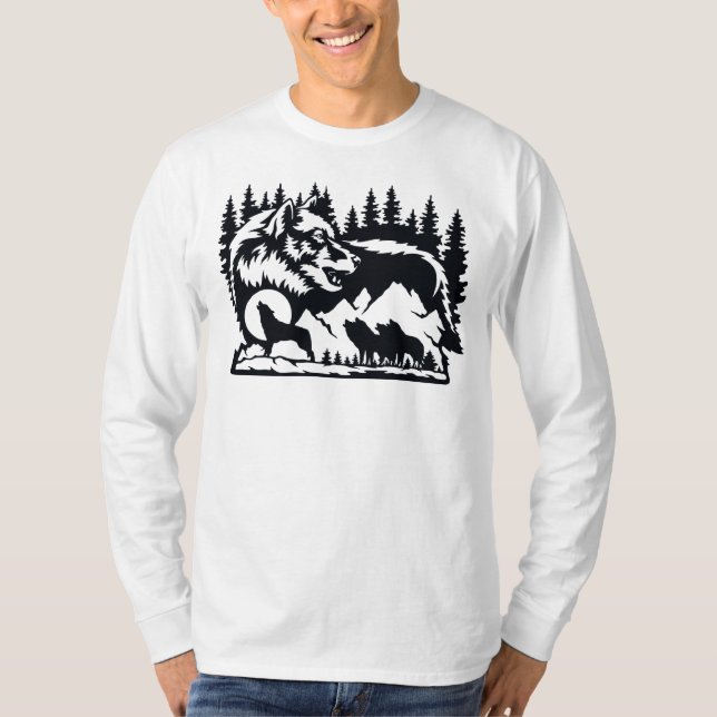 Vargar i nattsalongen vid Måne Silhouette T Shirt (Framsida)