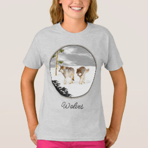 Vargar i Snö-färgning - Original Wildlife Art T- T Shirt