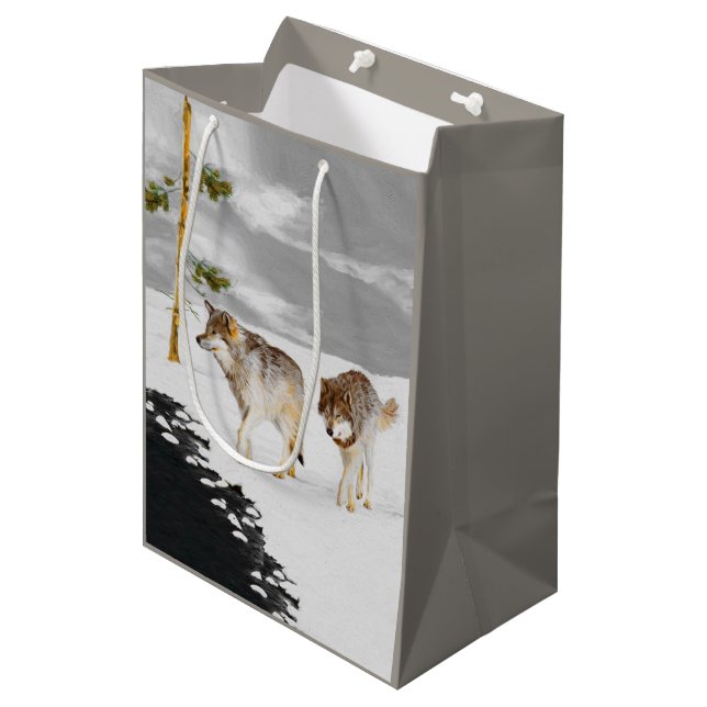 Vargar i Snö-färgning - Originalbild av vilda djur (Framsidan Vinklad)