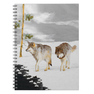 Vargar i Snö-färgning - Originalbild av vilda djur Anteckningsbok