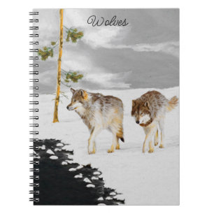 Vargar i Snö-färgning - Originalbild av vilda djur Anteckningsbok