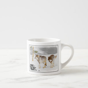 Vargar i Snö-färgning - Originalbild av vilda djur Espressomugg