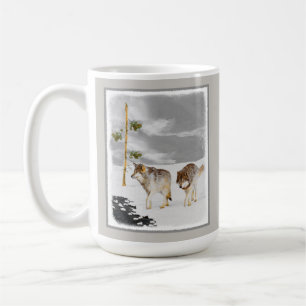 Vargar i Snö-färgning - Originalbild av vilda djur Kaffemugg