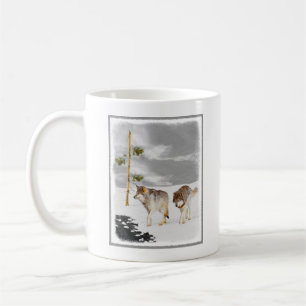 Vargar i Snö-färgning - Originalbild av vilda djur Kaffemugg