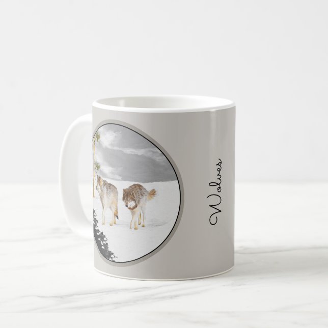 Vargar i Snö-färgning - Originalbild av vilda djur Kaffemugg (Framsida vänster)