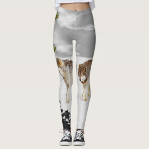 Vargar i Snö-färgning - Originalbild av vilda djur Leggings