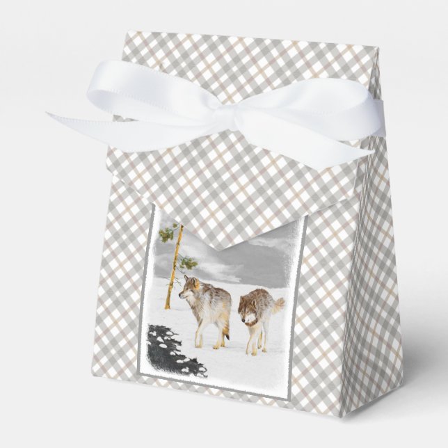 Vargar i Snö-färgning - Originalbild av vilda djur Presentaskar (Framsidan Sidan)