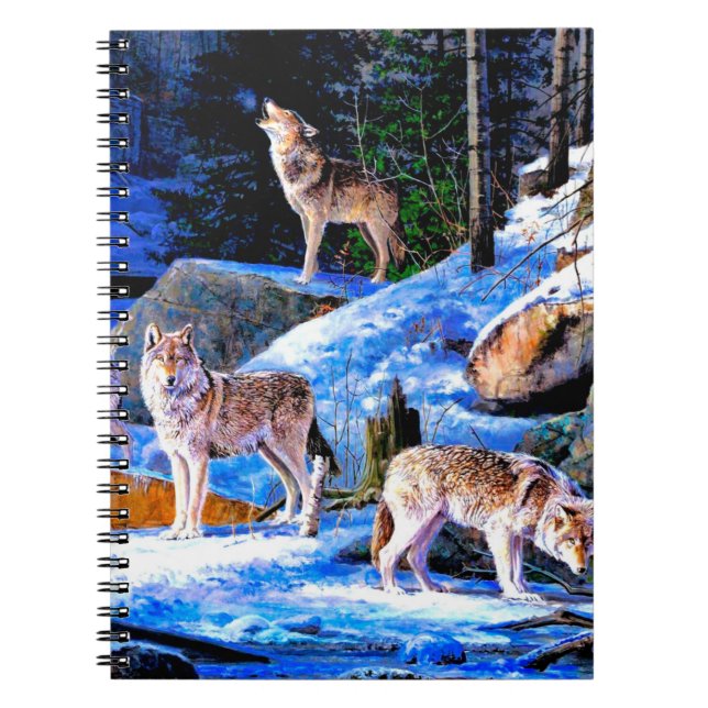 Vargar i snö-målning anteckningsbok (Framsidan)
