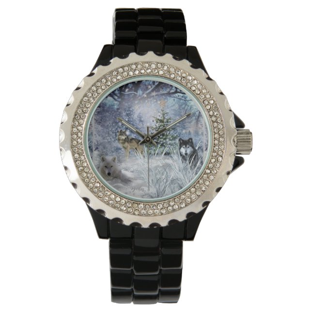Vargar i Winter Wonderland Julgran Watch Armbandsur (Framsida)