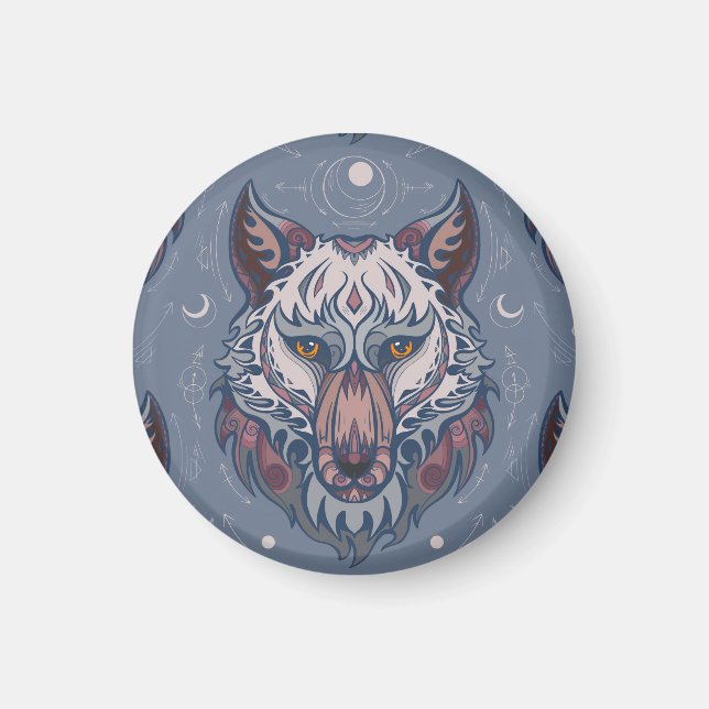 Vargar med boho-dekoration magnet (Framsidan)