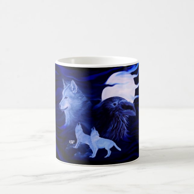 Vargar och Raven med måne Kaffemugg (Center)
