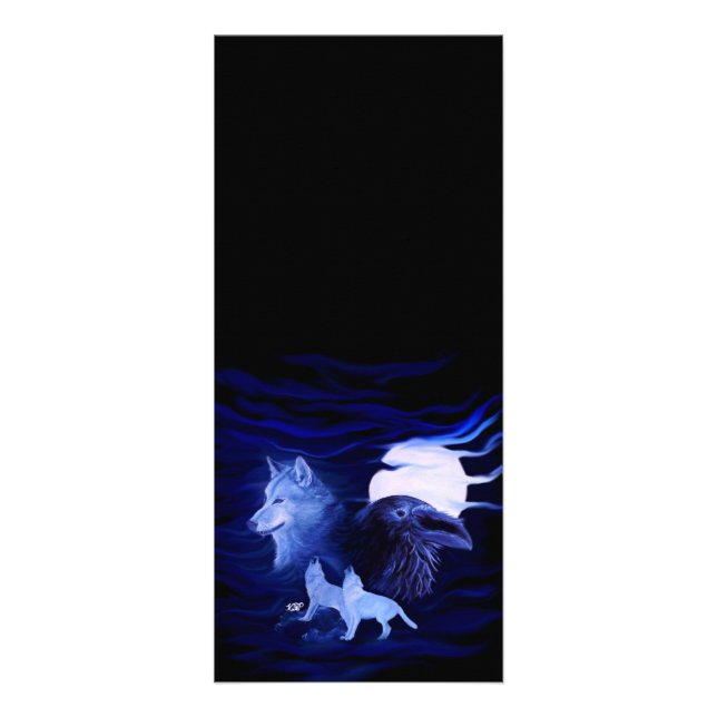 Vargar och Raven med måne Reklamkort (Framsidan)