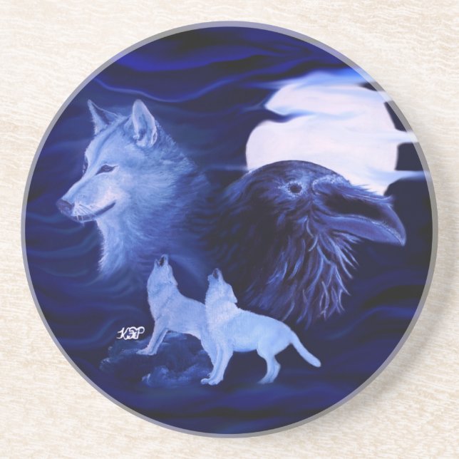 Vargar och Raven med måne Underlägg (Framsidan)