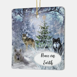 Vargar på julen en vintersaga-ornament julgransprydnad keramik